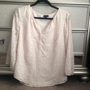 Cream 3/4 length sleeve textured blouse from Talbots